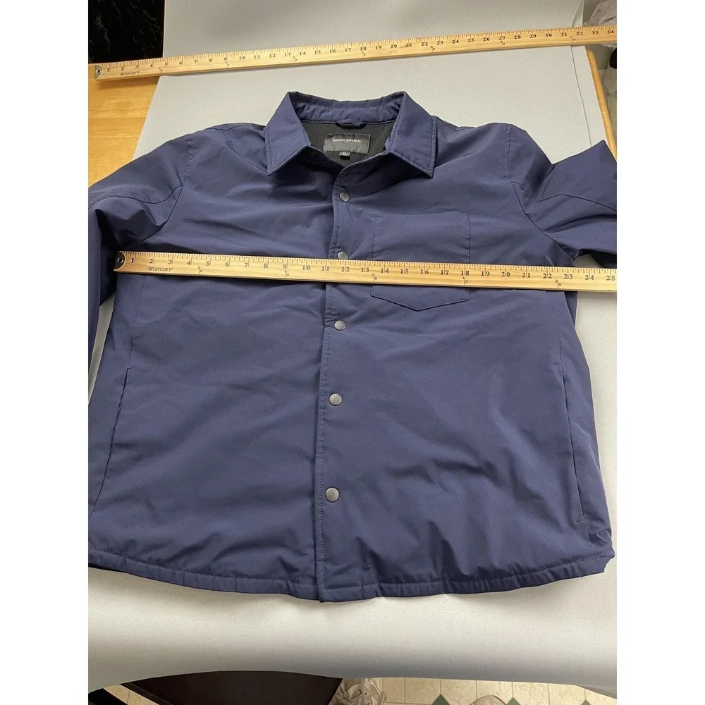 Banana Republic Shirt Jacket‎ Mens Medium Navy Blue Lightweight Coat Tech Motion